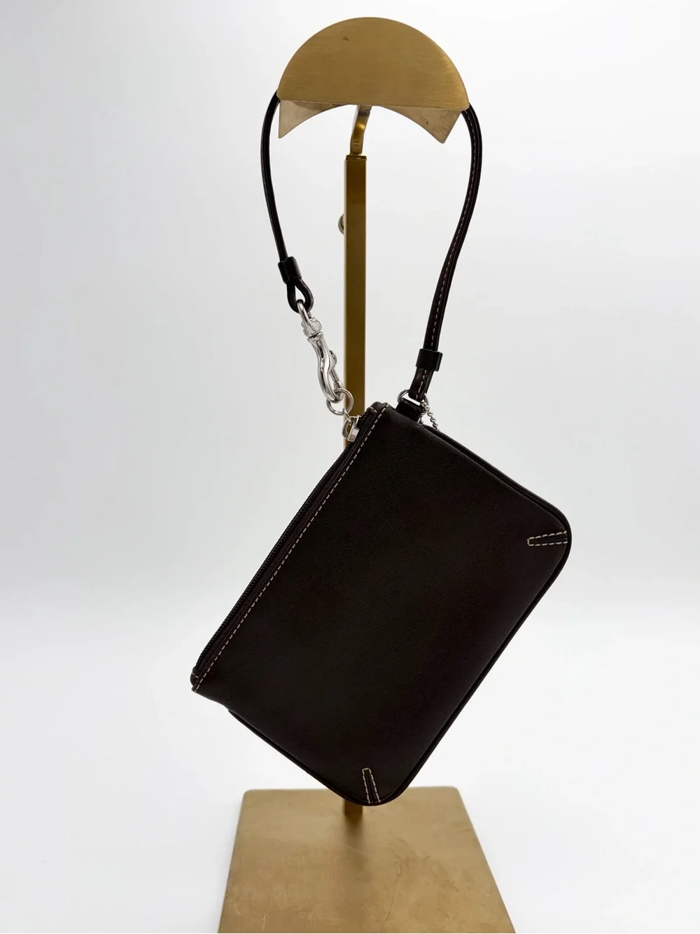 Coach Mahogany Leather Legacy Wristlet Signature Jacquard Lined Hangtag